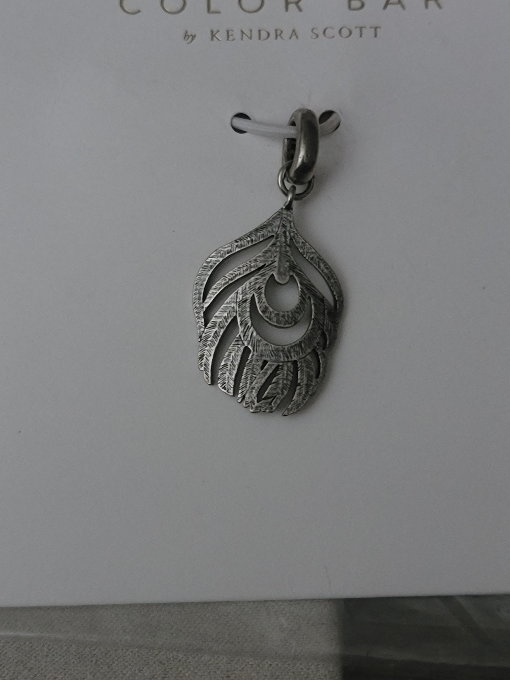 Kendra Scott Silver Peacock Feather Charm Necklace